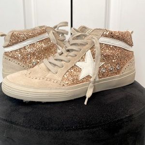 Oxford High Top Rose Gold Sequin Faux Suede Sneaker